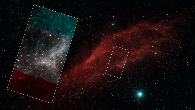 Туманність Каліфорнія на фінальному мозаїчному зображенні телескопу «Спітцер» - фото