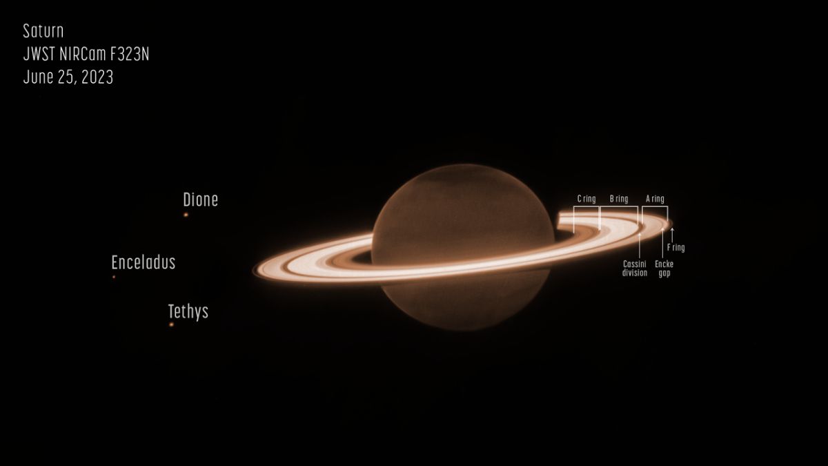 сяяння кільець Сатурна на зображенні від Вебба