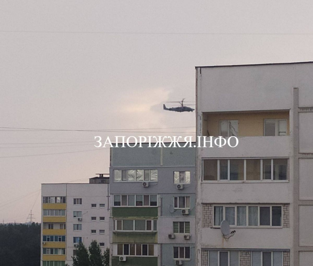 российский вертолет в Энергодаре