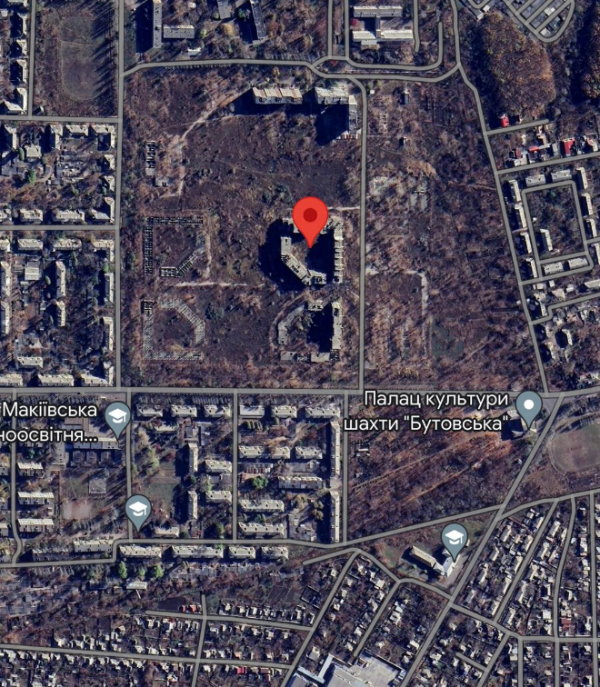 место взрыва в Макеевке на карте