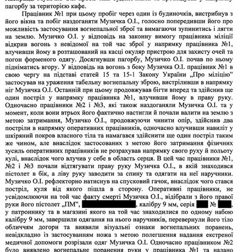 из заключения внутреннего расследования МВС о смерти Музычко - фото