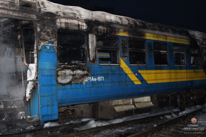 пожар поезд в Тернополе на фото 1