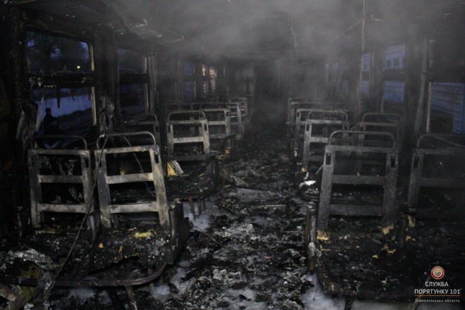 пожар поезд в Тернополе на фото 2