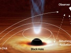 Черная дыра отгибает свет обратно к себе