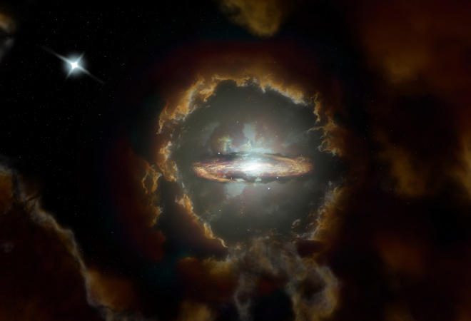 В ранней Вселенной найдена галактика с массивным вращающимся диском - фото
