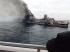 Появились фото с вероятно крейсером Москва после попадания