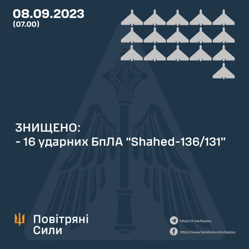 Уничтожено 16 "Шахедов", которыми в очередной раз атаковали Одесчину - фото