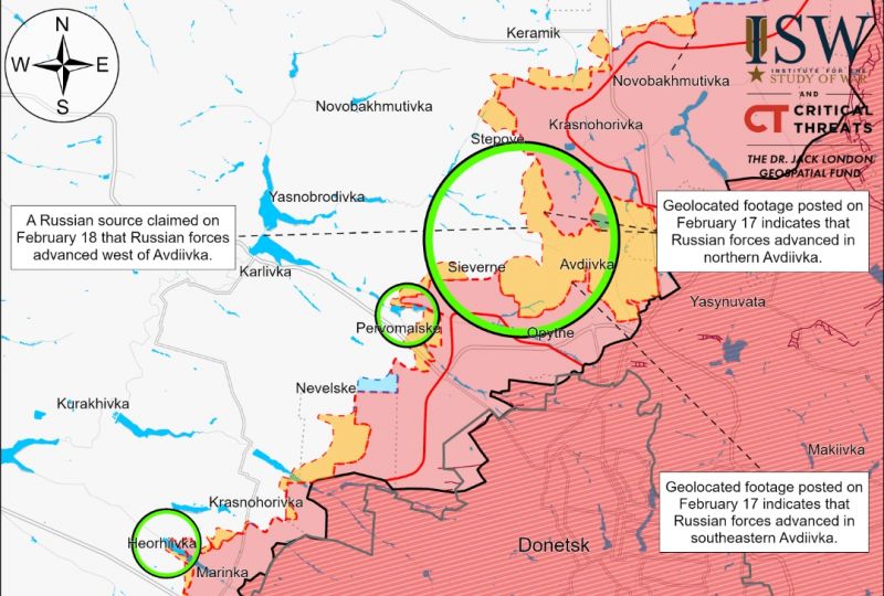 ISW: украинские войска, скорее всего, способны остановить российское наступление неподалеку Авдеевки - фото