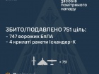 Обезврежено 747 из 805 беспилотников и 4 из 13 ракет