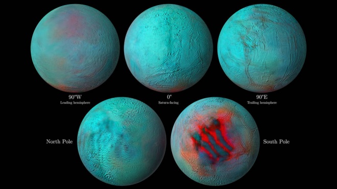 Інфрачервоний погляд на Енцелад натякає на свіжий лід у північній півкулі - фото