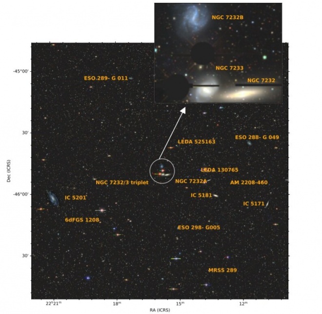 Протяжні припливні уламки виявлені в сусідній групі галактик - фото