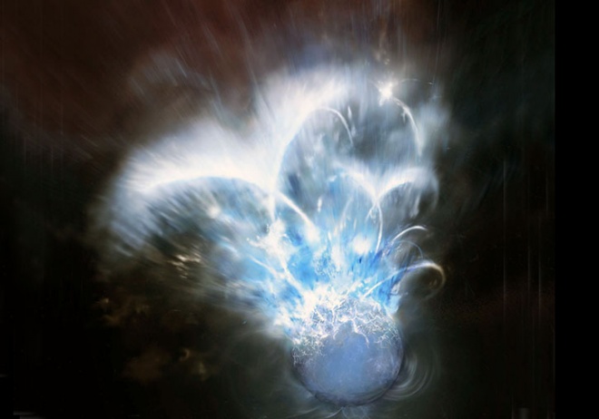 Зафіксовано високочастотні коливання у гігантському виверженні нейтронної зорі - фото