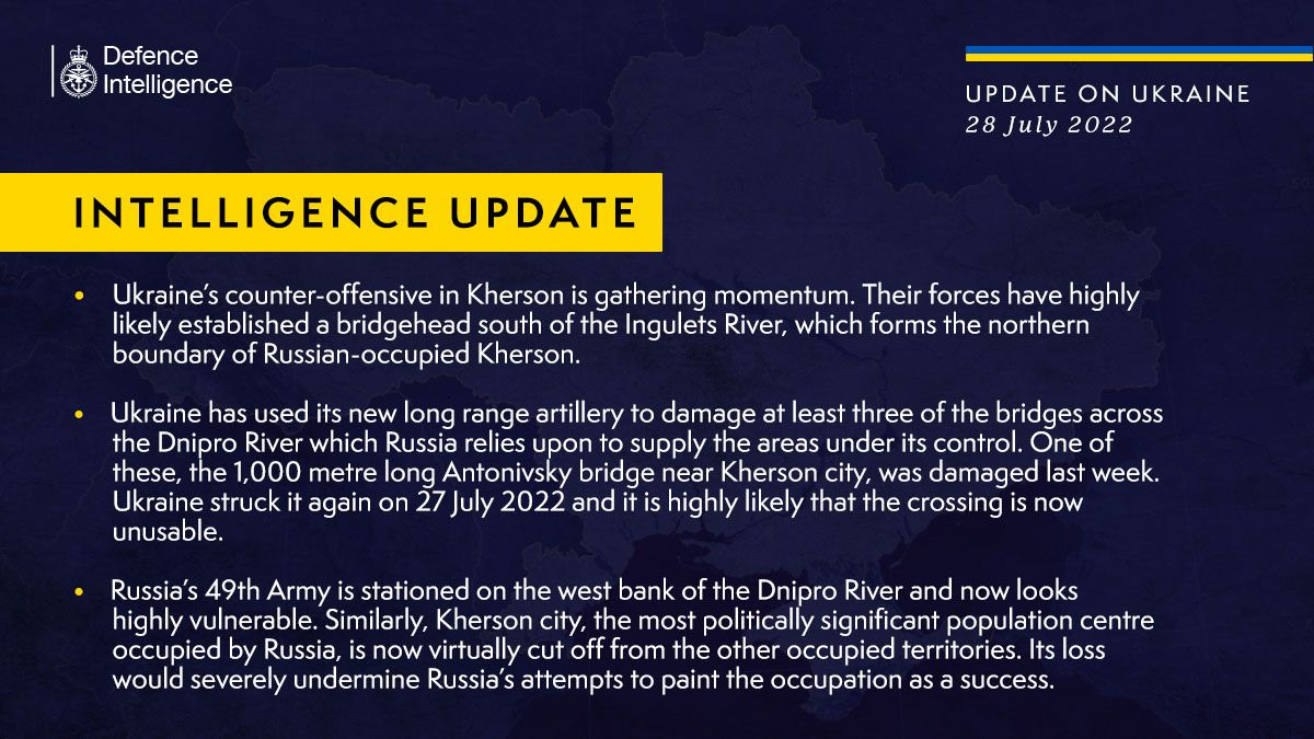 Контрнаступ України на Херсон набирає обертів, - британська розвідка - фото