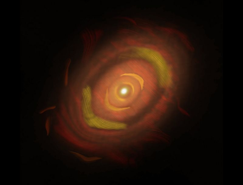 Астрономи визначили форму та вирівнювання пилових зерен у диску навколо молодої зірки - фото