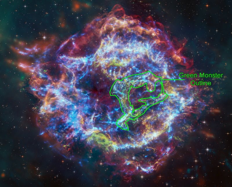 Телескопи “Вебб” та “Чандра” вистежили "зеленого монстра" серед зоряного сміття - фото