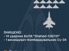 ППО знищила 14 шахедів та ще один Су-34