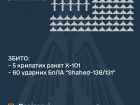 Вночі та вранці збито 5/10 ракет і наразі 60/81 "шахедів"