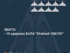 Вночі збито 14/16 "шахедів" та 0/2 балістичних ракет