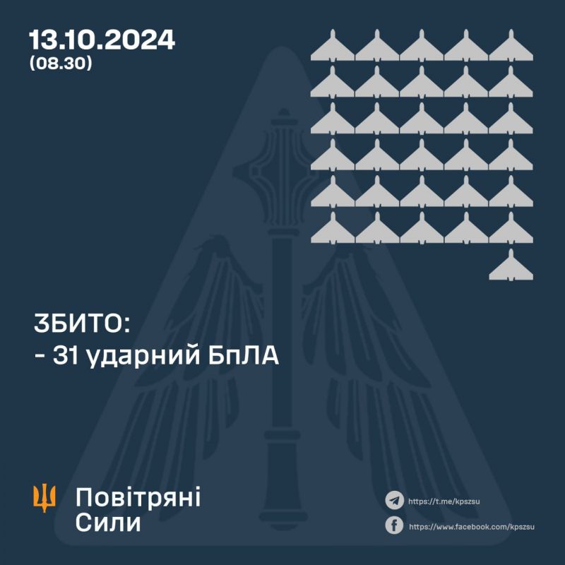 Із 68 "шахедів" збито 31, 36 локаційно втрачено, один ще літає - фото