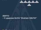 Збито 11/32 "шахедів", ще 4 полетіли на росію, 10 подавлені РЕБом