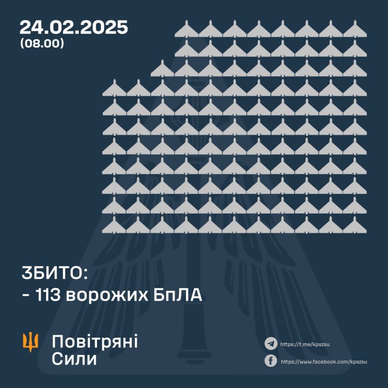 Вночі збито 113 зі 185 російських БпЛА, ще 71 локаційно втрачені - фото