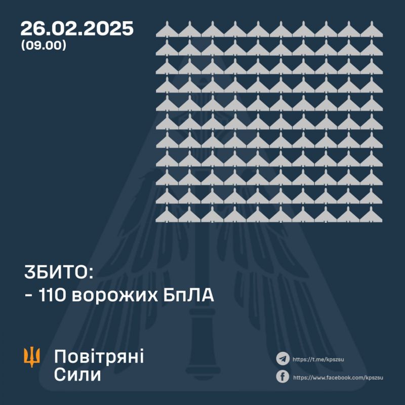 Збито 110 зі 177 російських БпЛА, ще 66 локаційно втрачені - фото