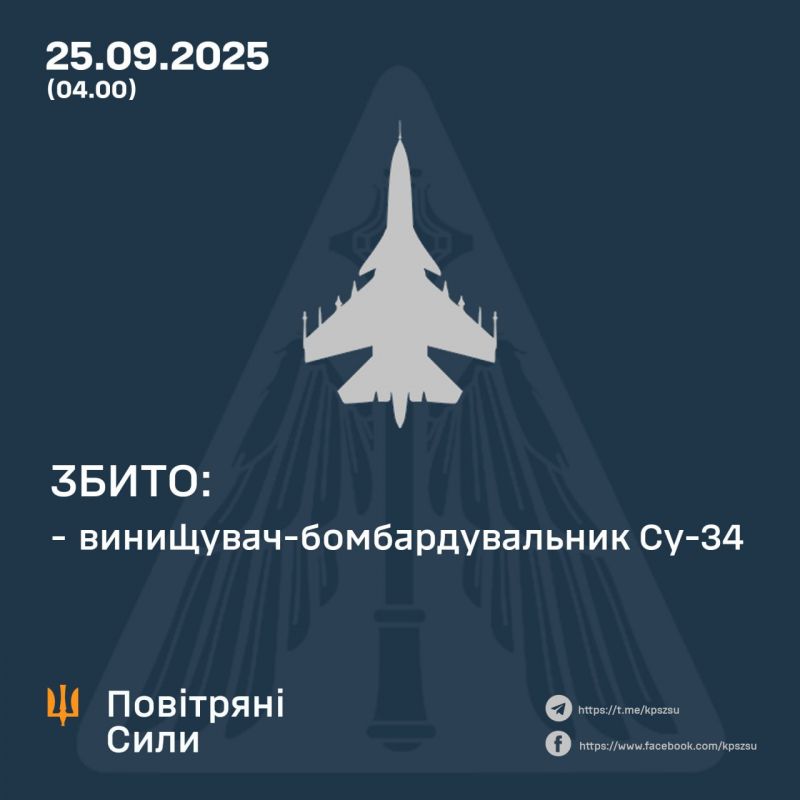 На Запорізькому напрямку збито російський Су-34 - фото