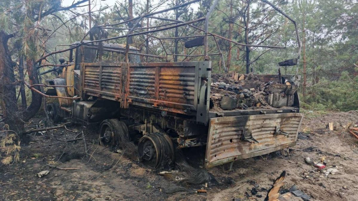 сожжена российская техника в Киевской области, фото 1