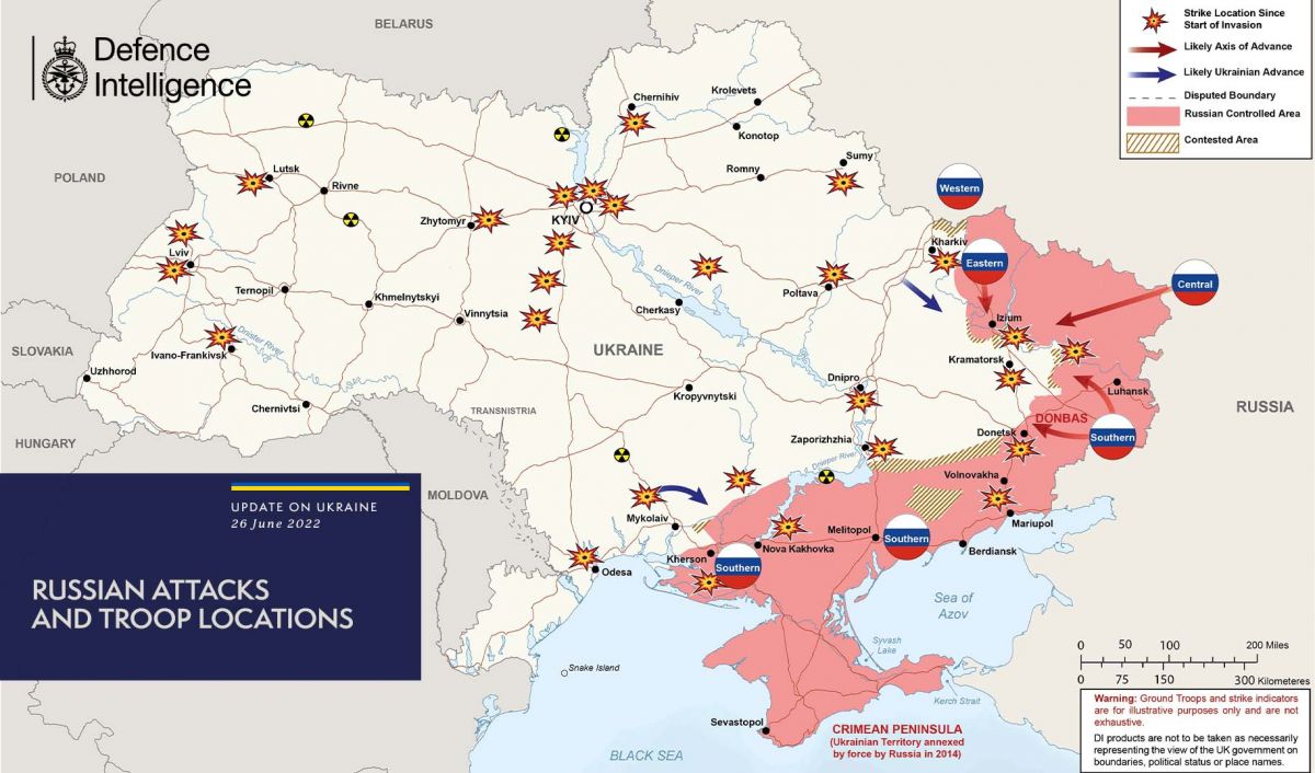 карта бойових дій на 26 червня