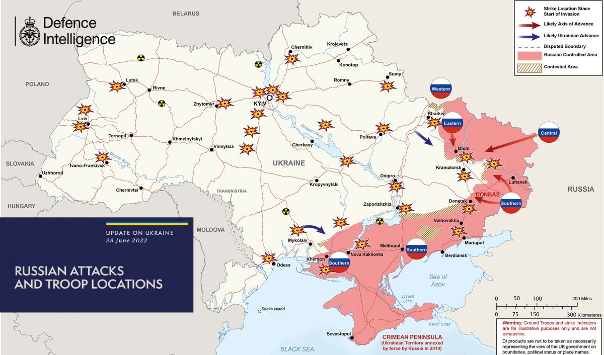 карта бойових дій на 28 червня