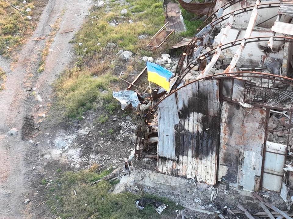 украинские флаги на острове Змеином на фото 2
