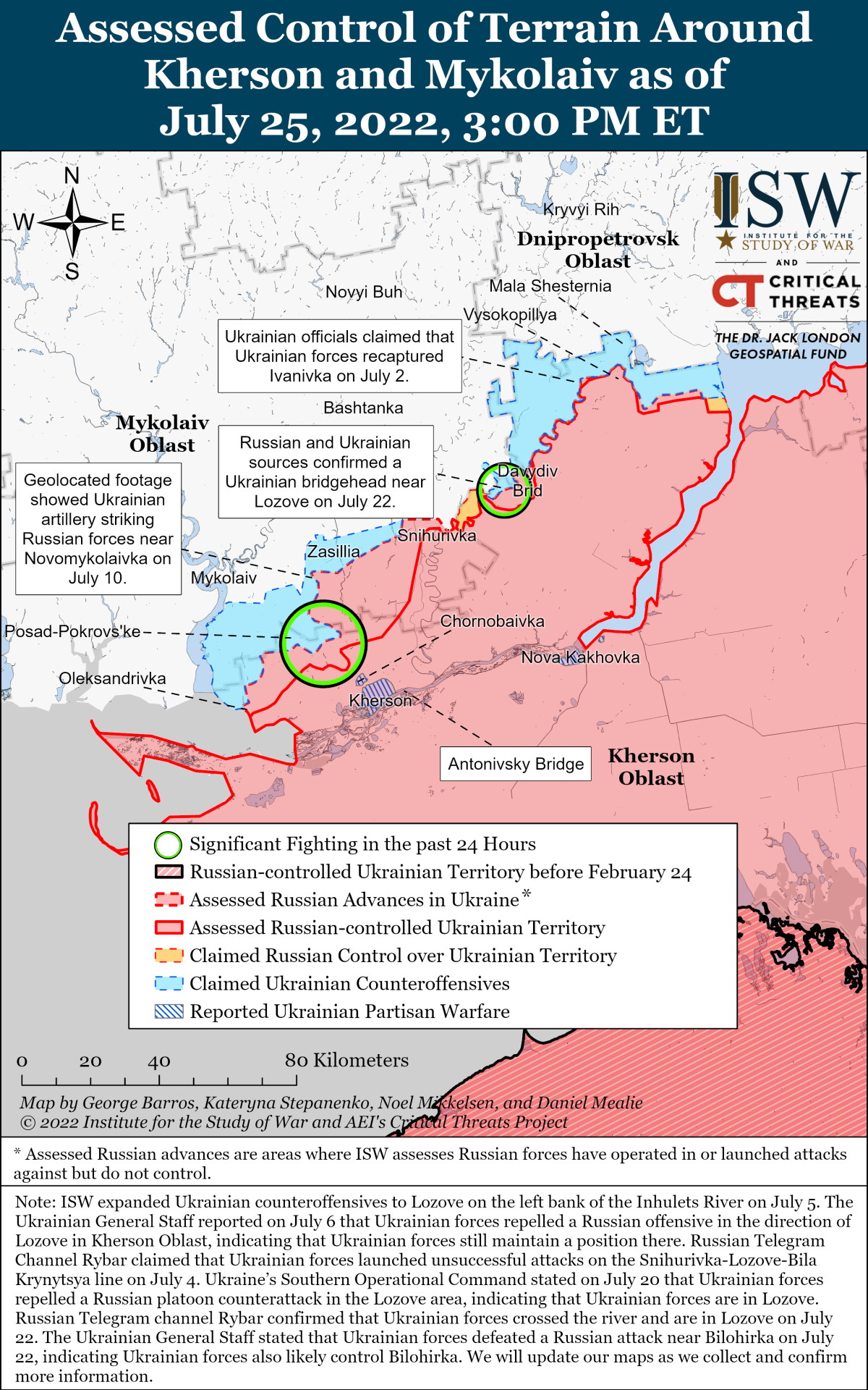 Херсонська та Запорізька області, карта бойових дій