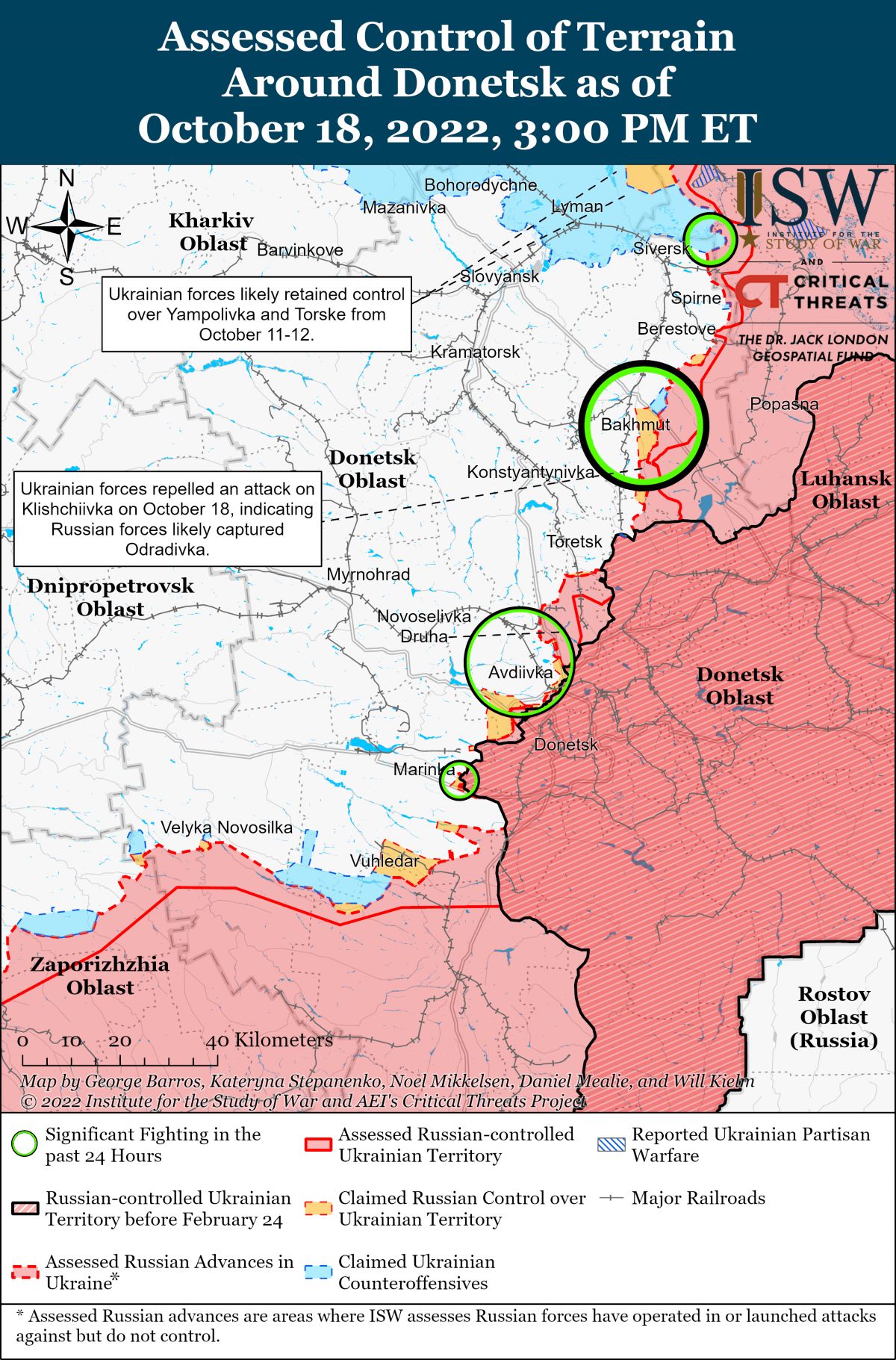 карта боевых действий в Украине за 18 октября, 3