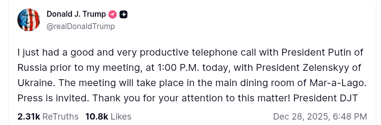 Трамп про розмову з кремлівським чмонею