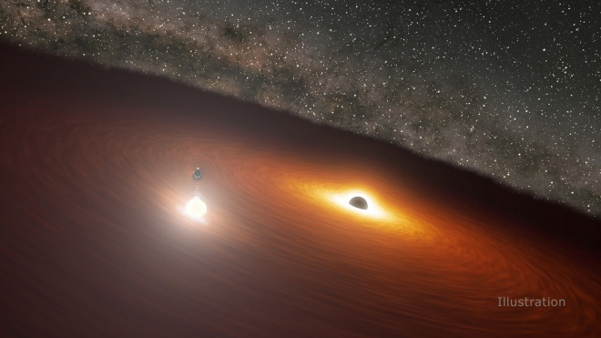 Телескоп Спитцера показал точный момент в танце черных дыр - фото