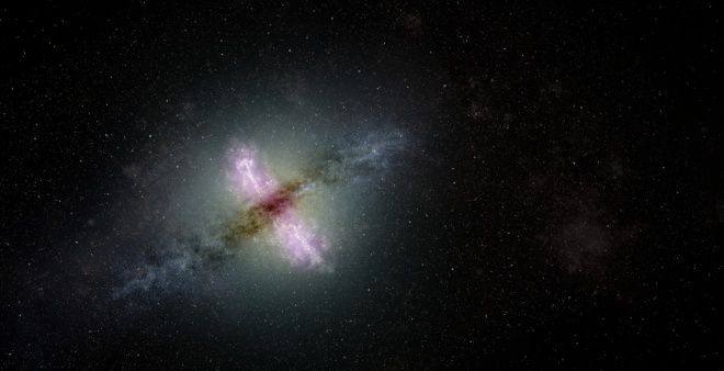 Астрономы обнаружили далекие галактики с новорожденными струями - фото