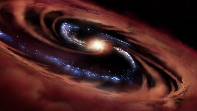 Галактика выживает в пиршестве черной дыры - фото
