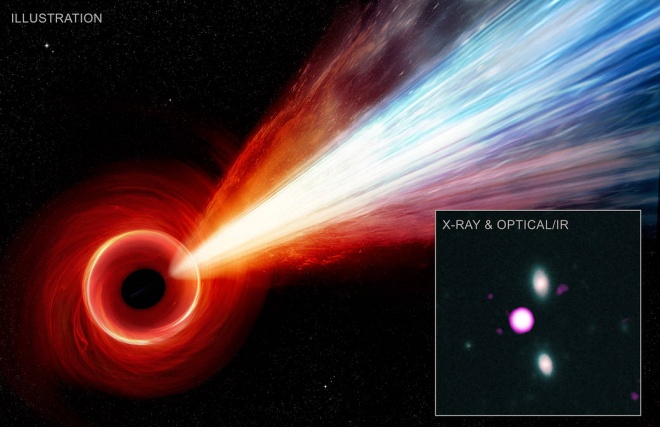 Гигантская струя из черной дыры простирается дальше длины Млечного Пути - фото