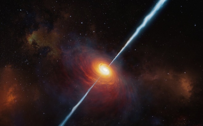 Выявлен самый отдаленный квазар с мощными радиоструями - фото