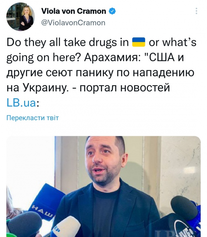 Депутат Европарламента на слова Арахамии: "наркотики"? - фото