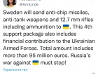 Швеция предоставит Украине противокорабельные ракеты