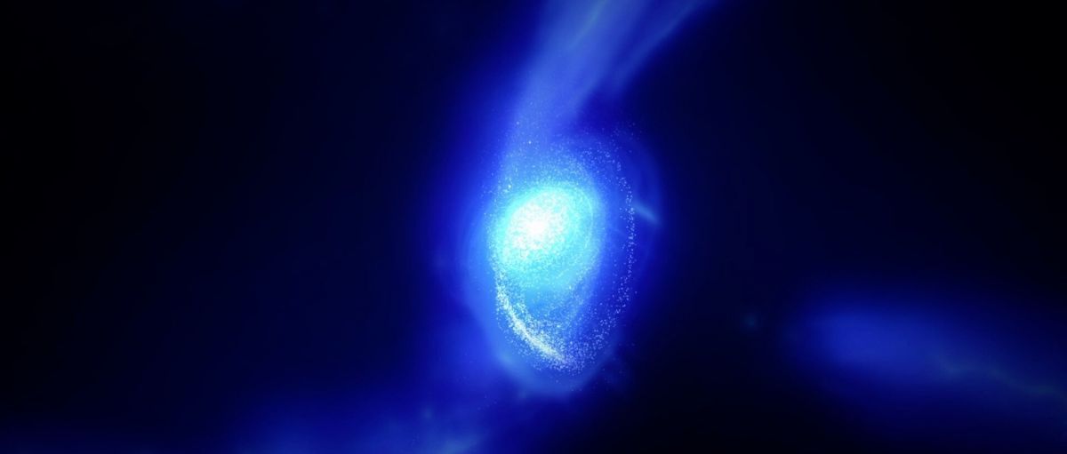 Обнаружено вращение у очень ранней галактики - фото