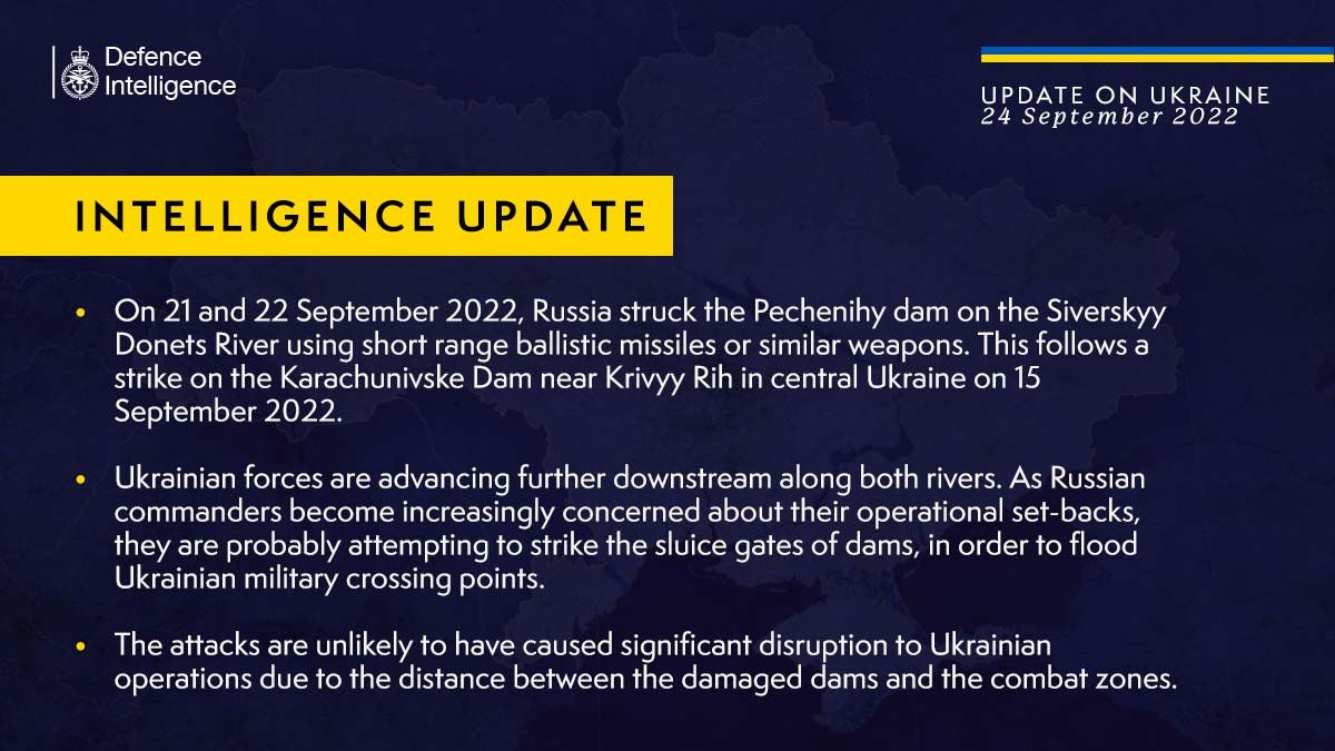 Российские удары по плотинам вряд ли помешают продвижению украинских войск, - британская разведка - фото