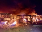 В Днепре в результате ракетного удара погиб человек, сгорело более 100 автобусов