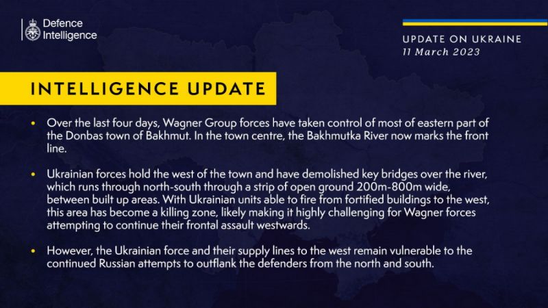 Британская разведка: линии снабжения для украинских войск в Бахмуте уязвимы - фото