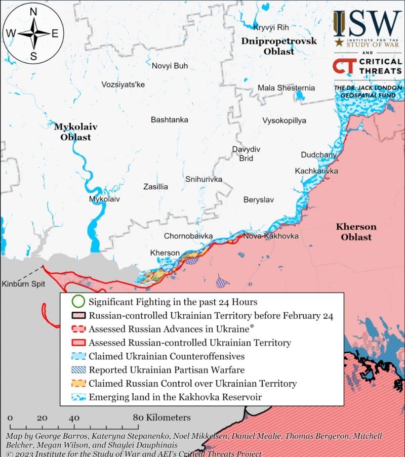 ISW: россия продолжает демонстрировать отсутствие координации своих войск на левом берегу Херсонщины - фото