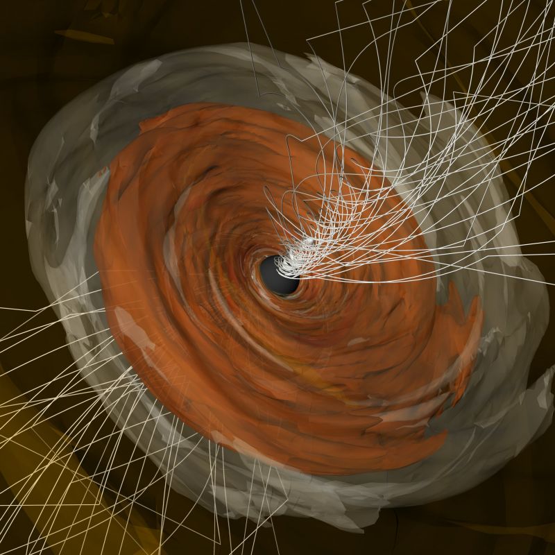 Сильные магнитные поля известной сверхмассивной черной дыры предстали в новом свете - фото