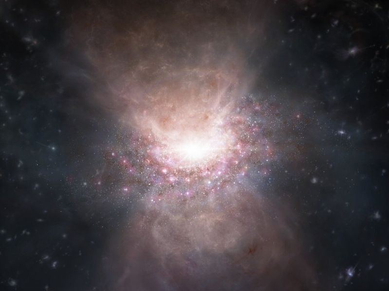 Астрономы увидели подавление звездообразования квазаром в галактике в ранней Вселенной - фото