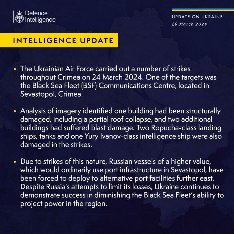 Британская разведка показала последствия удара по объектам в Севастополе 24 марта - фото