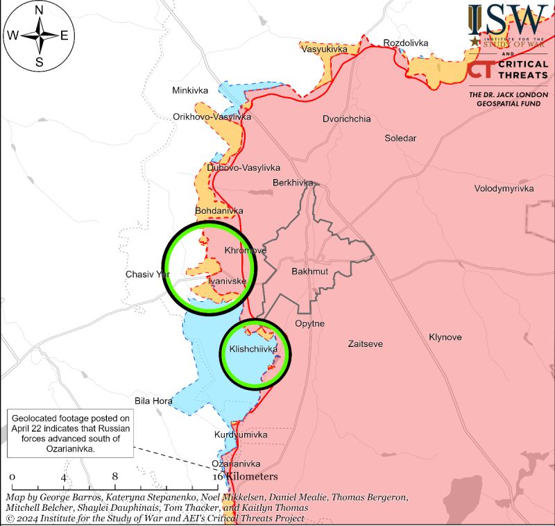 ISW: наступление россиян в районе Часового Яра более значимо, чем возле Авдеевки - фото